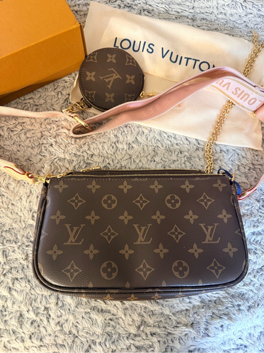Monogram Multi Pochette with Pink Web Strap - Picture 6 of 10